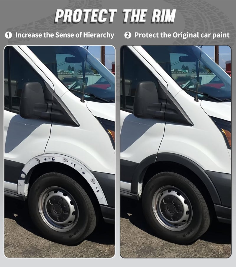 YUWUTF Front Right Door Fender Flare Molding Trim Wheel Arch Molding Compatible with 2015-2023 Ford Transit 150 250 350 350HD Rear Part - Image 4